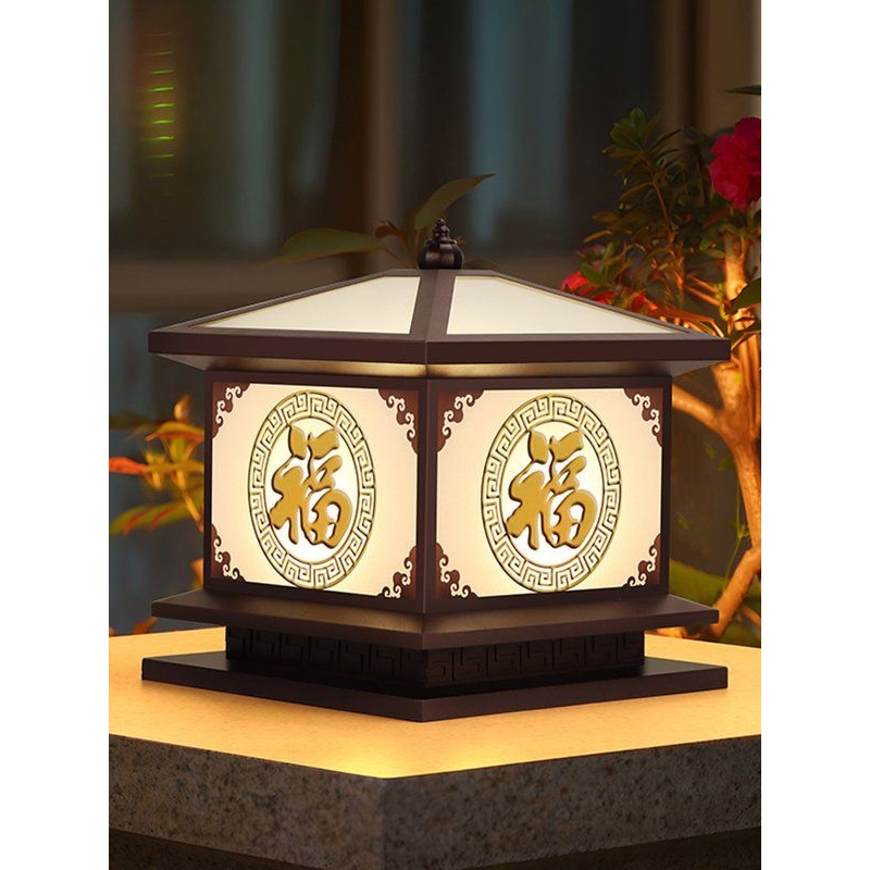 不锈钢太阳能柱头灯户外庭院灯围墙室外防水柱子灯别墅大门柱灯