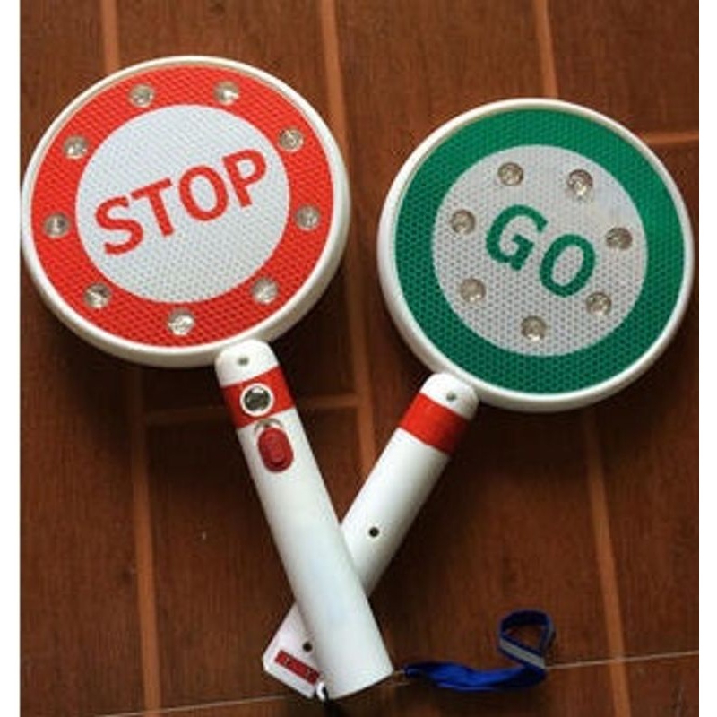 双路手举手持小双面，LED停车灯警示牌交通标志充电式指示牌