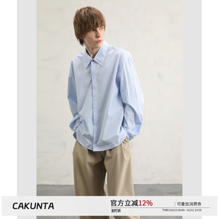 clean CAKUNTA ’下摆收缩修饰身形 氛围感衬衫 fit衬衣 廓形短宽版