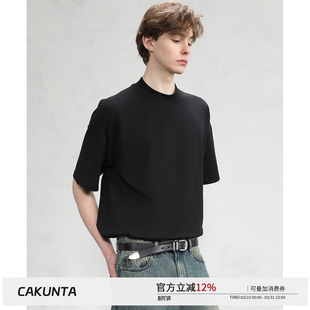 质感廓形短袖 280g肌理感宽松 背后龙骨缝线_中领T恤 CAKUNTA