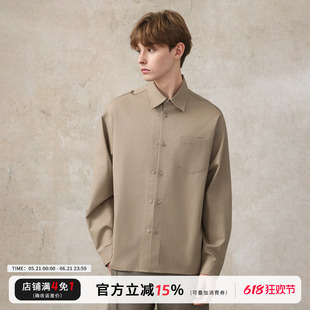 CAKUNTA 高支高密精梳棉双排扣设计衬衫 挺括宽松版型平口下摆
