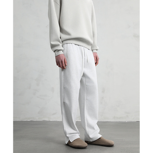 膝盖开褶设计毛圈棉休闲裤 CAKUNTA 宽舒直筒卫裤 经典 街头休闲风