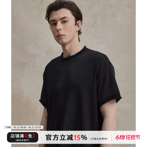 CAKUNTA卷边袖轻薄短袖T