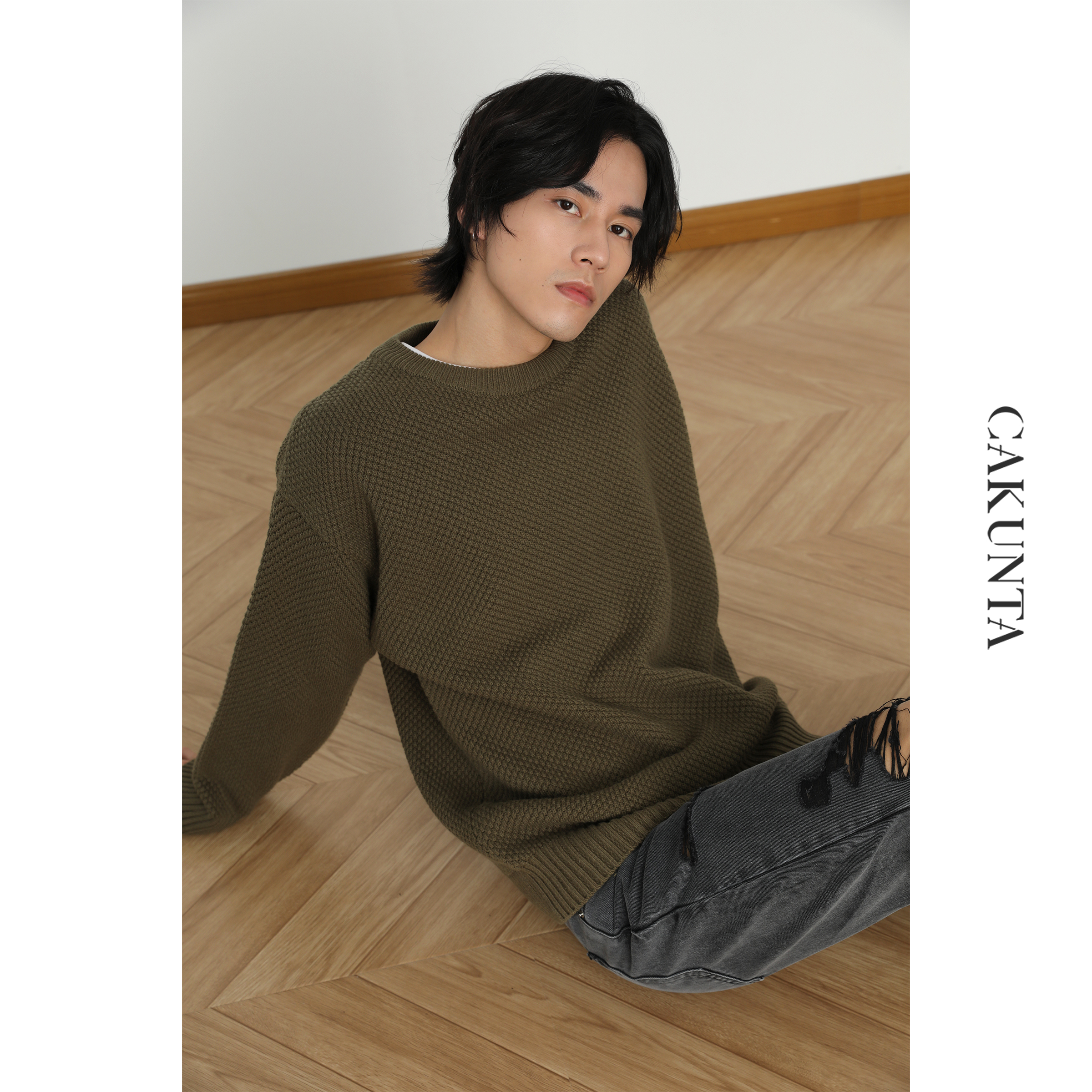 cakunta宽舒手工编织套头毛衣