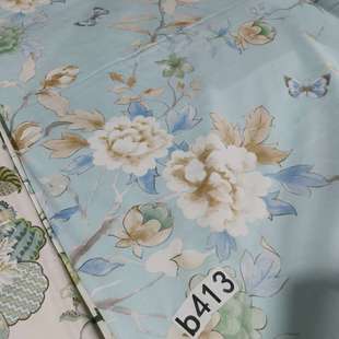b413蓝底花纯棉60支外贸贡缎200密度2.6 2.4米床单