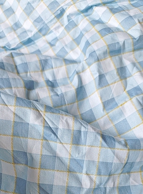 19蓝色格子被罩1.5*2米棉花夏被