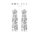 银色花朵树叶长款 MOON ACC 流苏耳环小众高级感夸张冷淡风耳饰女