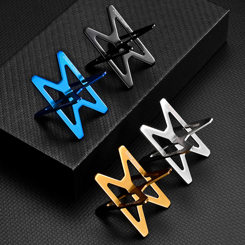 雪茄烟托架不锈钢交叉设计轻巧便携托架礼盒装多色可选 CLV-20GR2