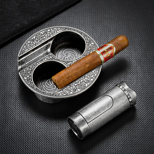 茄龙雪茄打火机套装雪茄烟具套装防风打火机金属烟灰缸CLB-23BN6