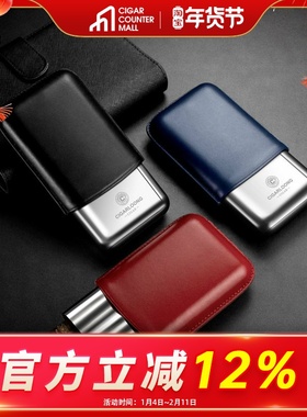 茄龙雪茄套牛皮革面料保湿雪茄套便携三支装礼盒包装送礼CLH-23LL