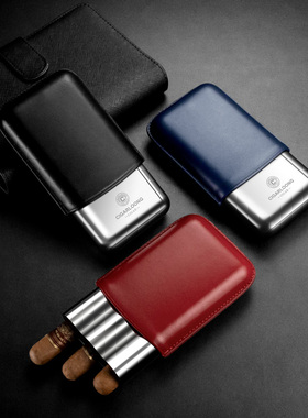 茄龙雪茄套牛皮革面料保湿雪茄套便携三支装礼盒包装送礼CLH-23LL
