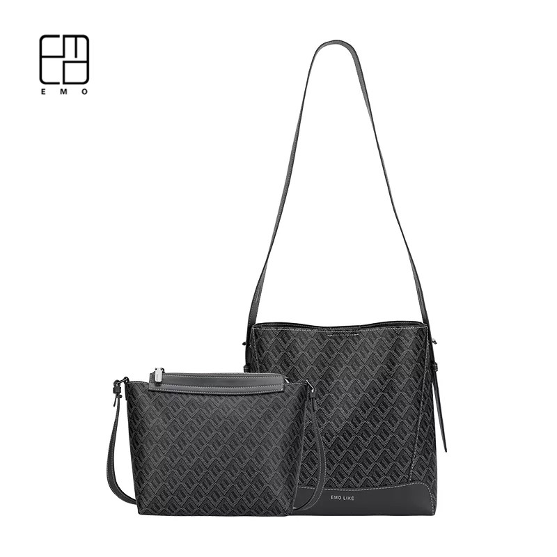 官方正品韩国EMO狗牙包女2024新款春夏小众单肩包大容量雪莉桶包