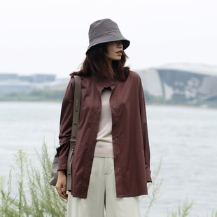 休闲宽松立领女士衬衫外套 美拉德长袖外搭秋季衬衫女款春夏新款