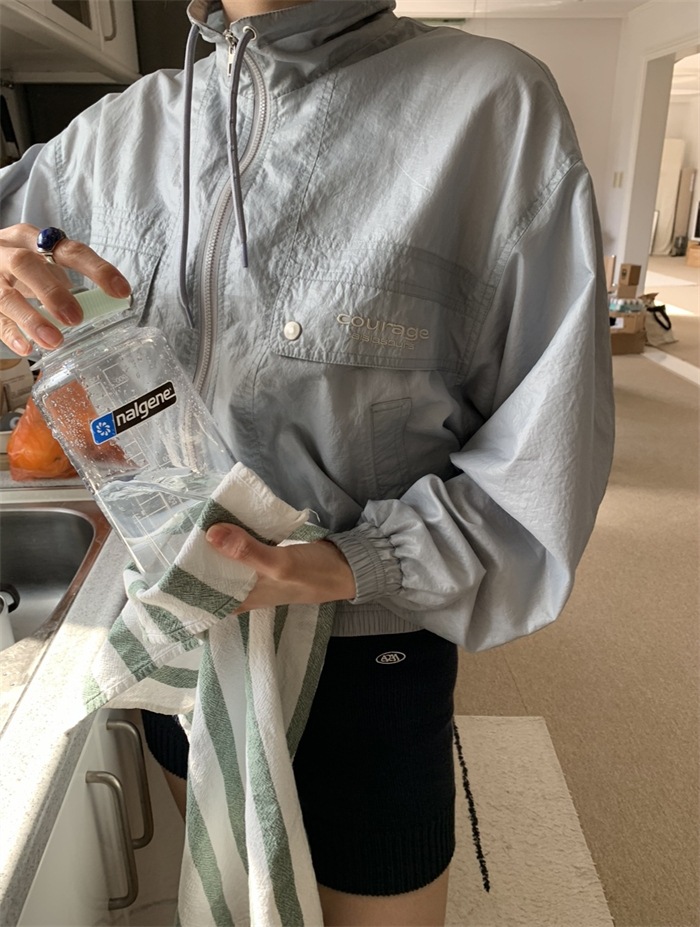 onuk同款防晒冲锋衣韩国东大门夏季新款女休闲立领抽绳夹克上衣