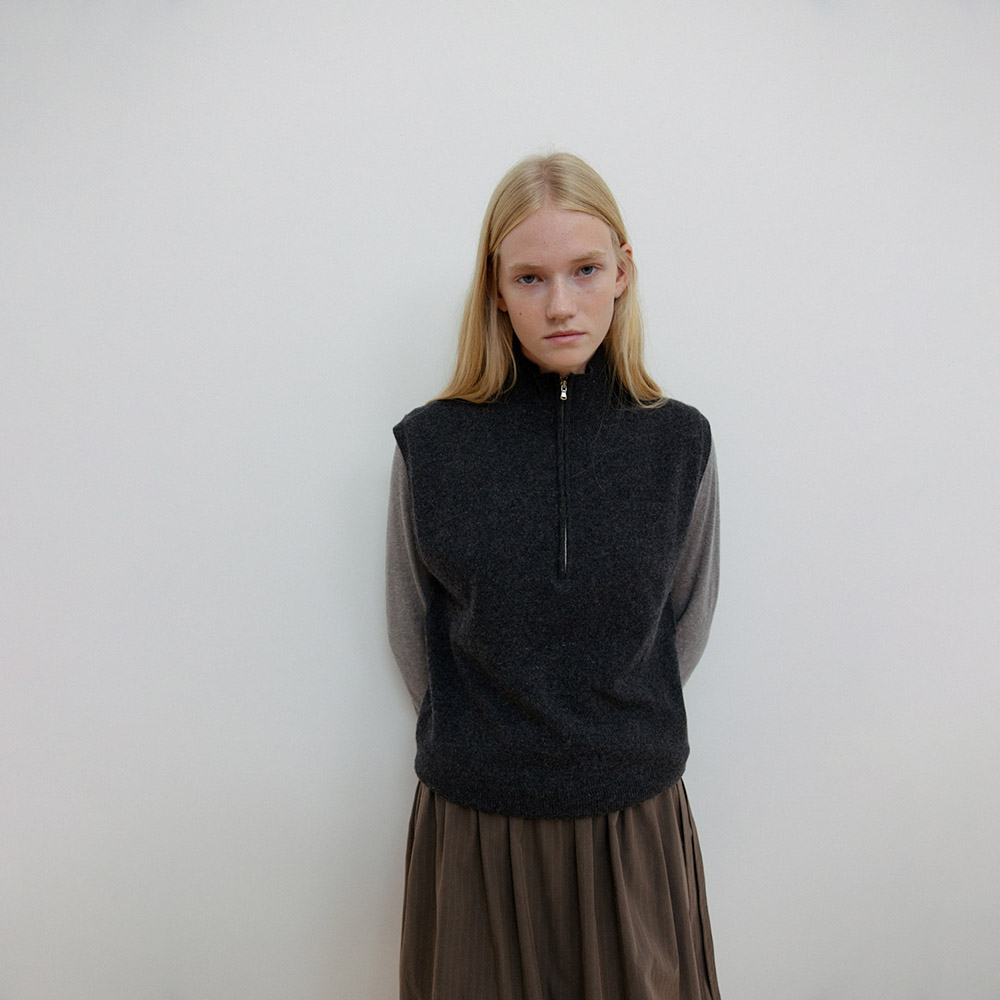 针织背心女韩国设计师lerobe1美娜秋冬新款拉链通勤B搭气质针织衫