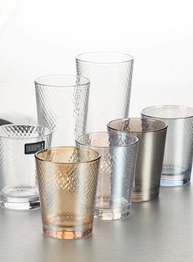 ROUPA罗派水杯高温锤纹钢化玻璃新品S纹透明威士忌酒杯西贝喝茶杯