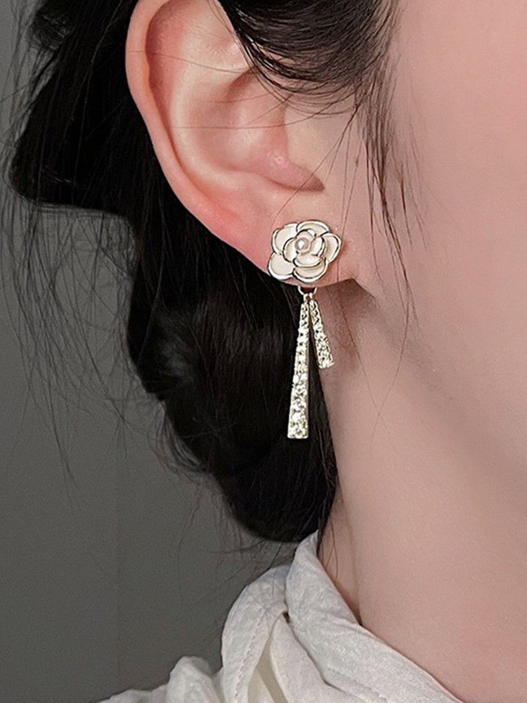 [라일락 매듭] S  바늘 활 동백 귀걸이 틈새 디자인 고급 패션 기질 귀 클립