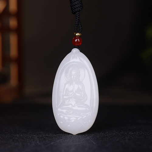 （古晨珠宝)新疆和田玉白玉大日如来挂件玉吊坠守护神16g