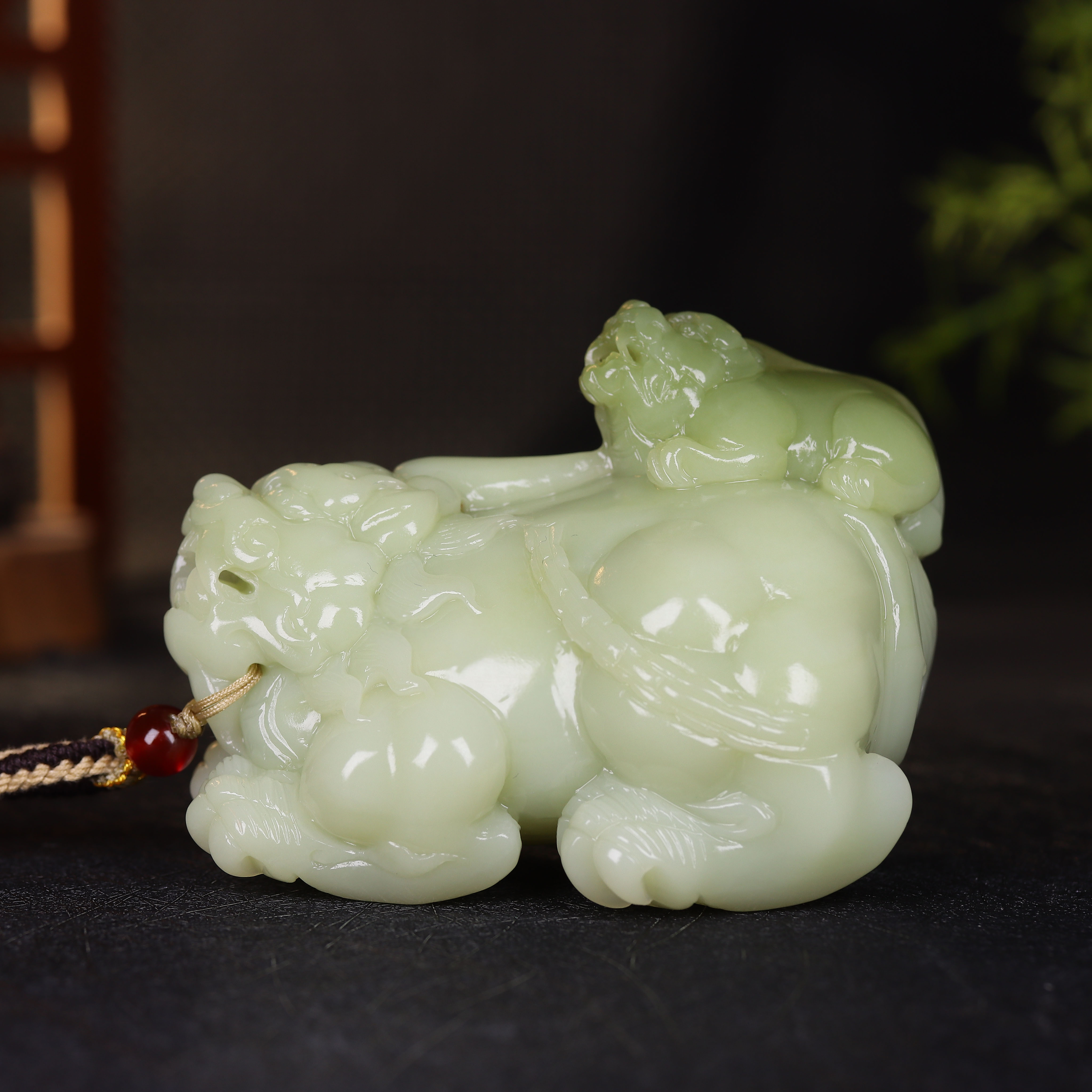 (古晨珠宝)新疆和田玉若羌黄玉貔貅摆件把件手玩招财进宝344g