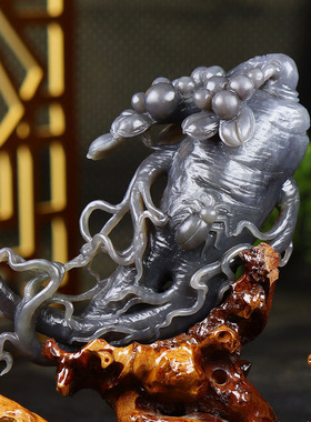 （古晨珠宝）青海和田玉烟紫人参摆件手把件手玩富贵长寿303g