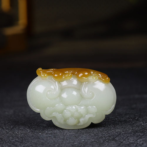 （古晨珠宝）新疆和田玉且末糖白玉如意挂件玉坠万事如意28g