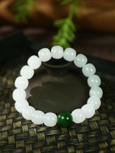 (古晨珠宝)和田玉白玉老型珠手串润玉缘手链珠连富贵38g