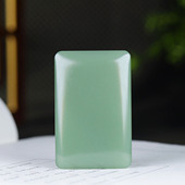 古晨珠宝 俄罗斯和田玉鸭蛋青碧玉无事牌挂件玉牌吊坠玉坠51g