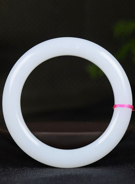 （古晨珠宝）新疆和田玉羊脂白玉手镯玉镯子腕间优雅61g