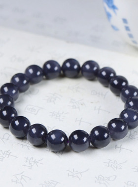 （古晨珠宝）和田玉烟紫圆珠手串手链诸事如意28g9+mm