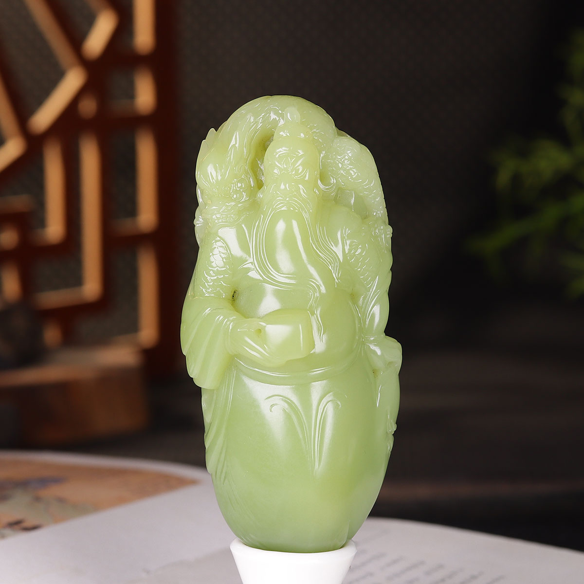 （古晨珠宝）新疆和田玉若羌黄玉关公把件手玩摆件武财神235g