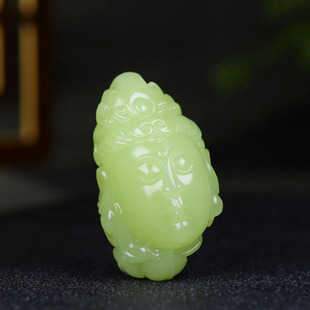 （古晨珠宝）新疆和田玉若羌鸡油黄黄玉观音挂件吊坠玉坠57g