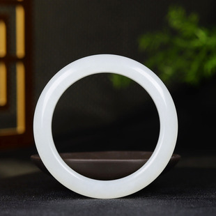 玉镯腕间优雅66g59mm 和田玉白玉手镯女款 古晨珠宝