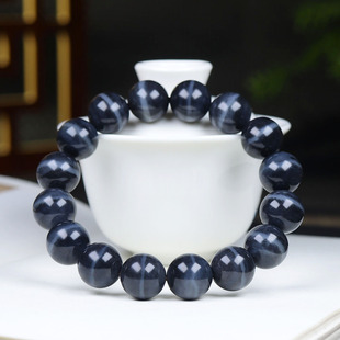 (古晨珠宝)新疆和田玉青花籽料一线天手串手链诸事如意68g14mm