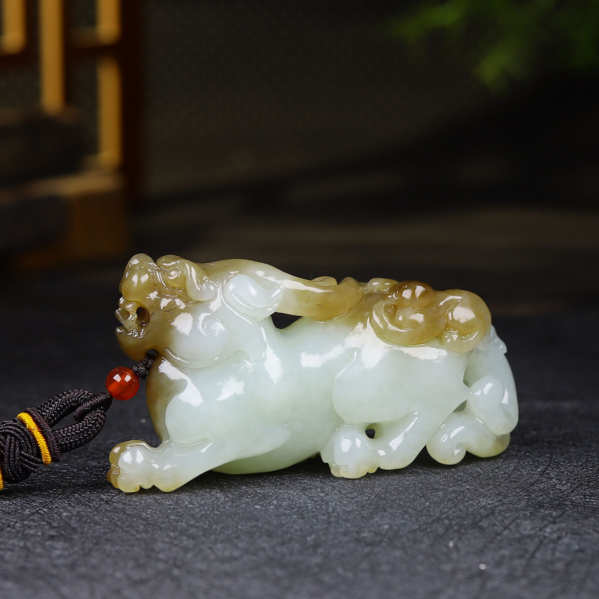 （古晨珠宝）新疆和田玉且末糖白玉貔貅把件手玩招财进宝128g
