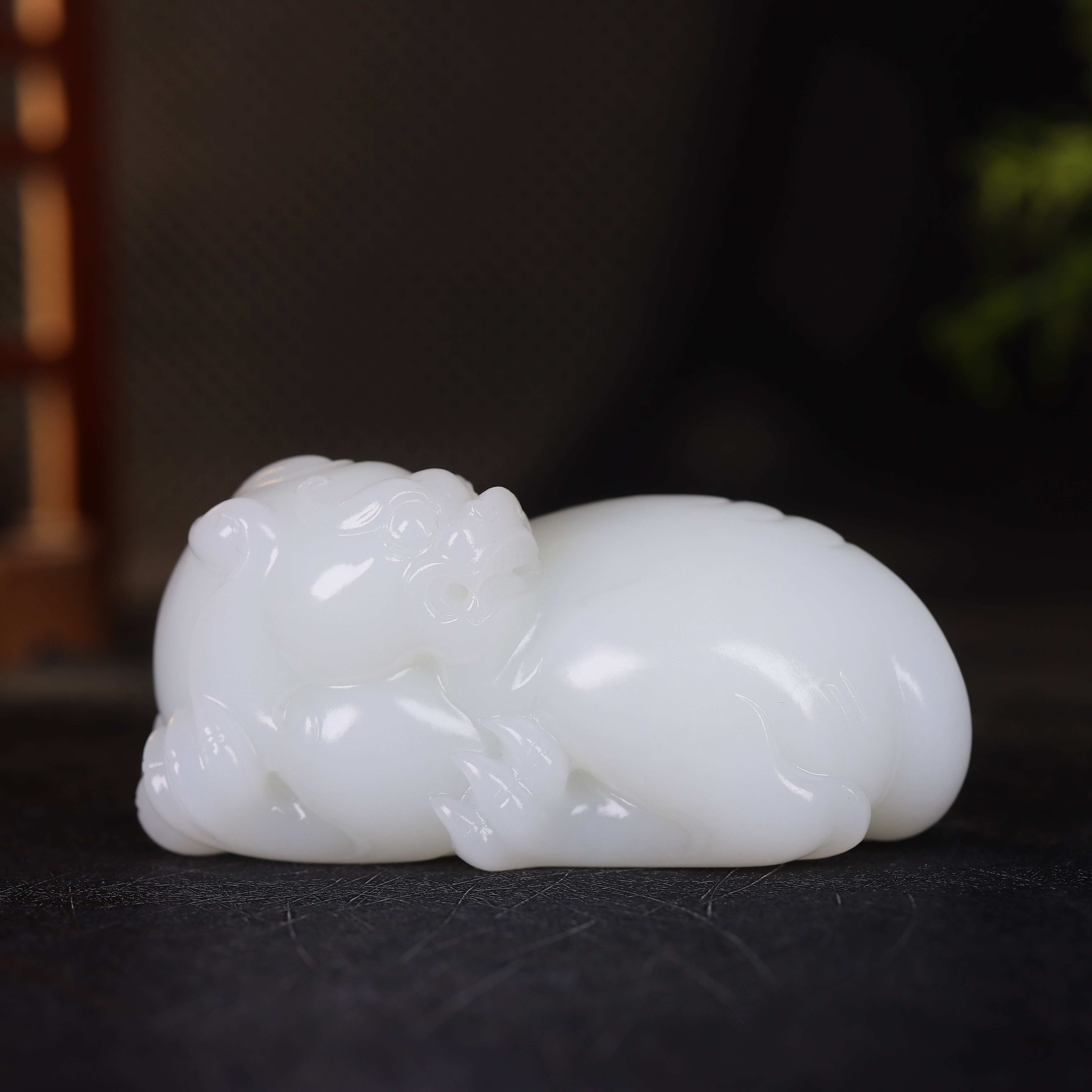 (古晨珠宝)新疆和田玉羊脂白玉貔貅把件手玩摆件招财进宝196g