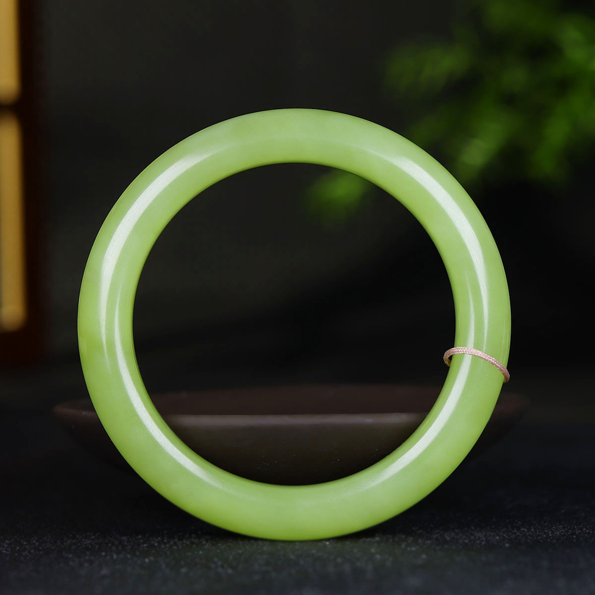（古晨珠宝）新疆和田玉若羌鸡油黄黄玉手镯女款玉镯53g55mm