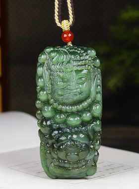（古晨珠宝）俄罗斯和田玉猫眼碧玉佛魔把件手玩一念之间152g