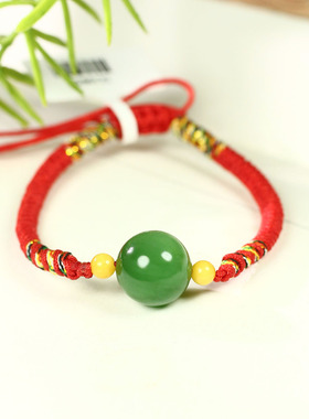 (不议价)俄罗斯和田玉粉绿碧玉珠手链润玉缘手串时来运转3.5g11mm