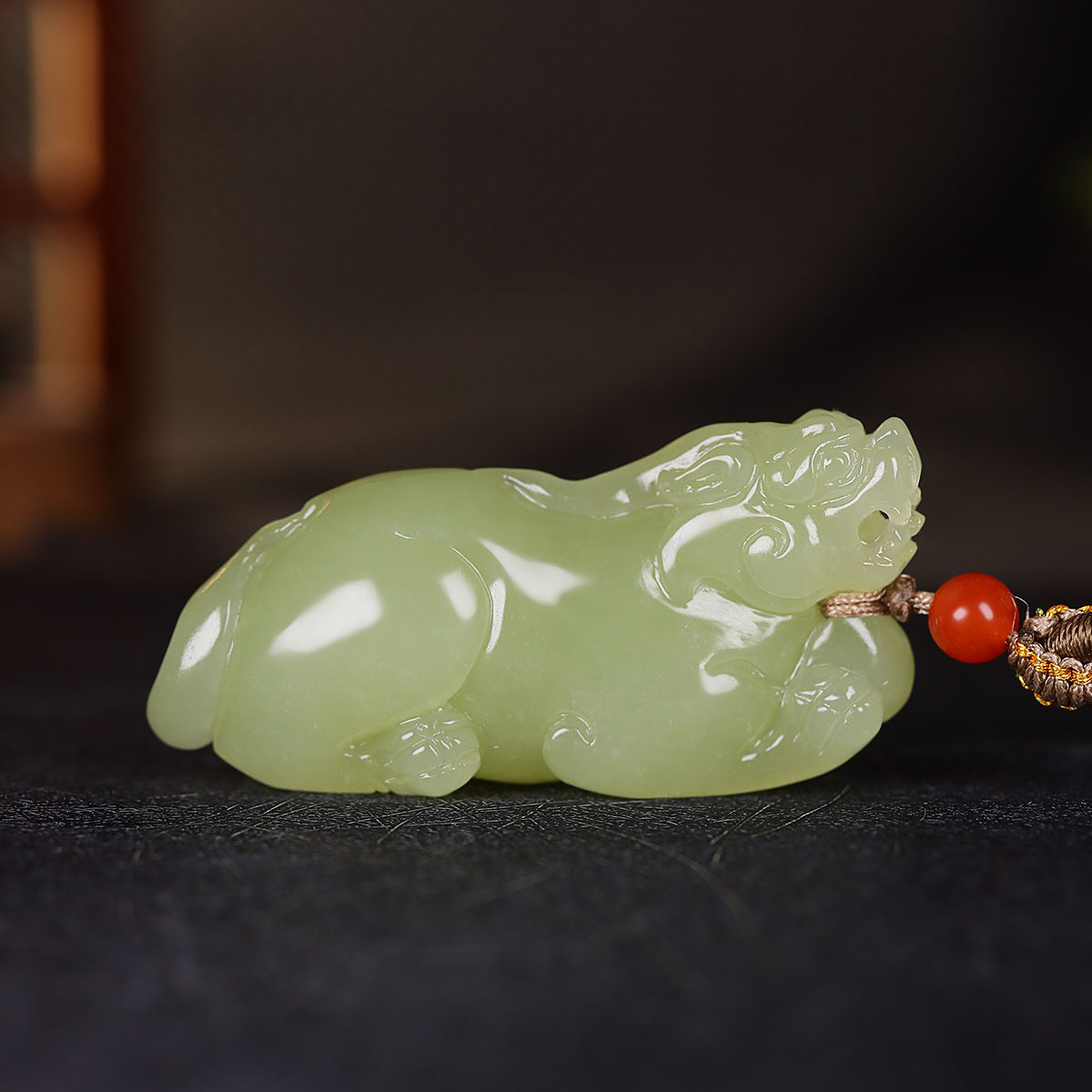 (古晨珠宝)新疆和田玉若羌黄玉貔貅挂件玉坠吊坠招财进宝37g