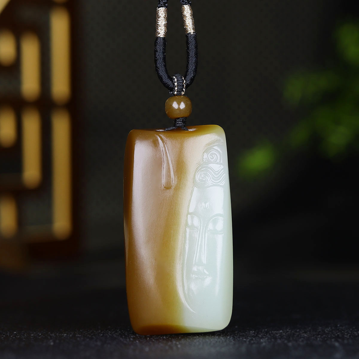 （古晨珠宝）新疆和田玉且末糖白玉观音挂件玉牌吊坠玉坠38g