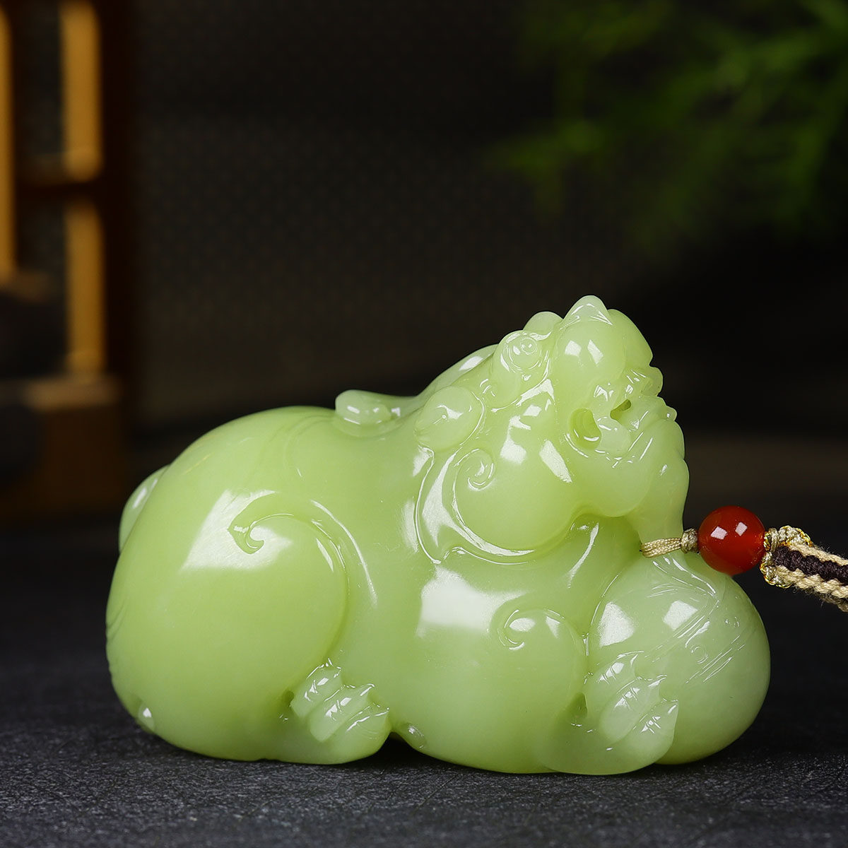 （古晨珠宝）新疆和田玉若羌黄玉貔貅手把件手玩摆件瑞兽赐福280g