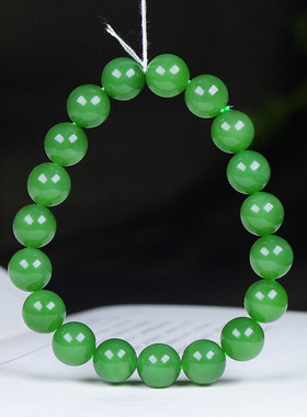 （古晨珠宝）俄罗斯和田玉粉青碧玉圆珠手串手链28g10mm