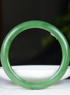 （古晨珠宝）俄罗斯和田玉粉绿碧玉手镯女款玉镯30g51mm