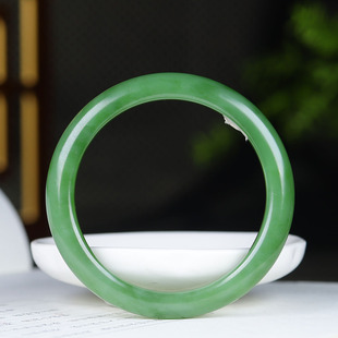 玉镯30g51mm 俄罗斯和田玉粉绿碧玉手镯女款 古晨珠宝