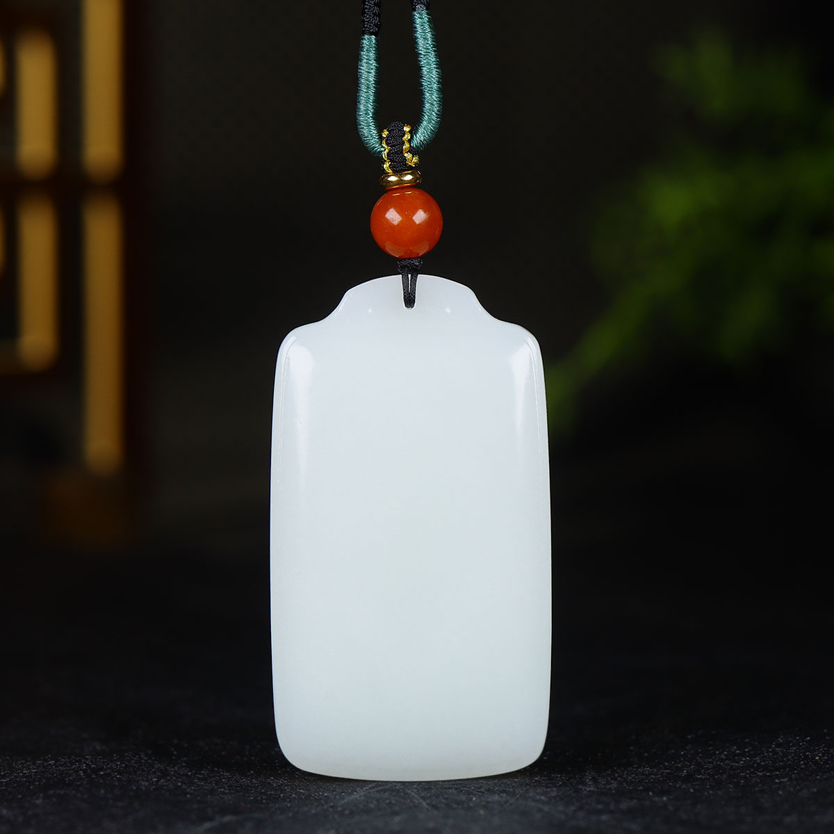 （古晨珠宝）新疆和田玉羊脂白玉无事牌挂件吊坠玉坠平安一生58g