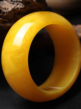 天然原矿真品鸡油黄蜜蜡手镯琥珀蓝珀老蜜蜡手镯子送礼佳品