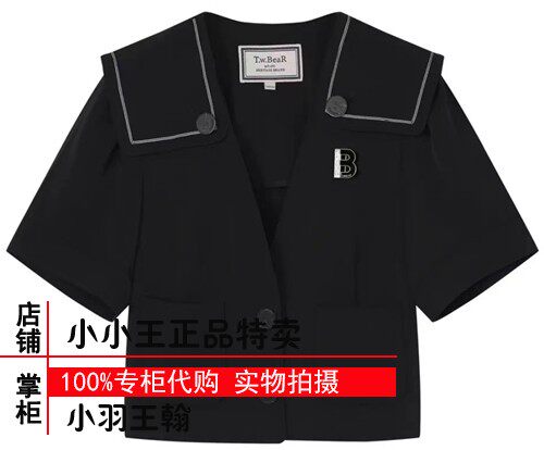亏清正品22熊字母黑色海军领短款西服外套ttjk222601p jk222601p