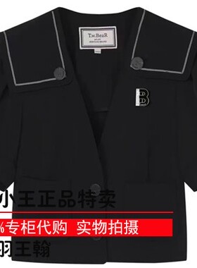 亏清正品22熊字母黑色海军领短款西服外套ttjk222601p jk222601p