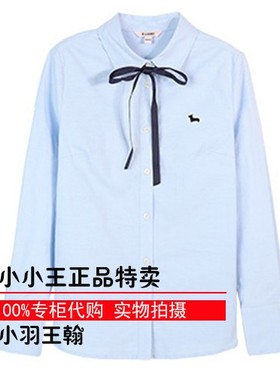 清正品设计感学院风蝴蝶结领结刺绣长袖衬衫eeyw98811i yw98811i