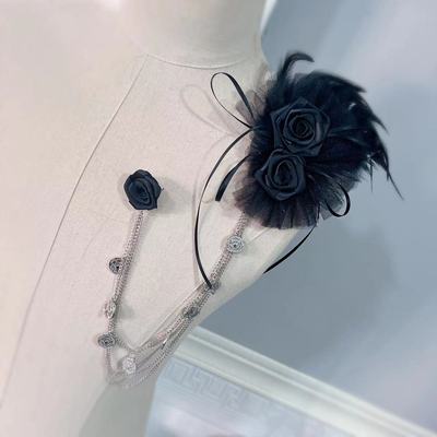 外套羽毛玫瑰羽毛主持礼服西装